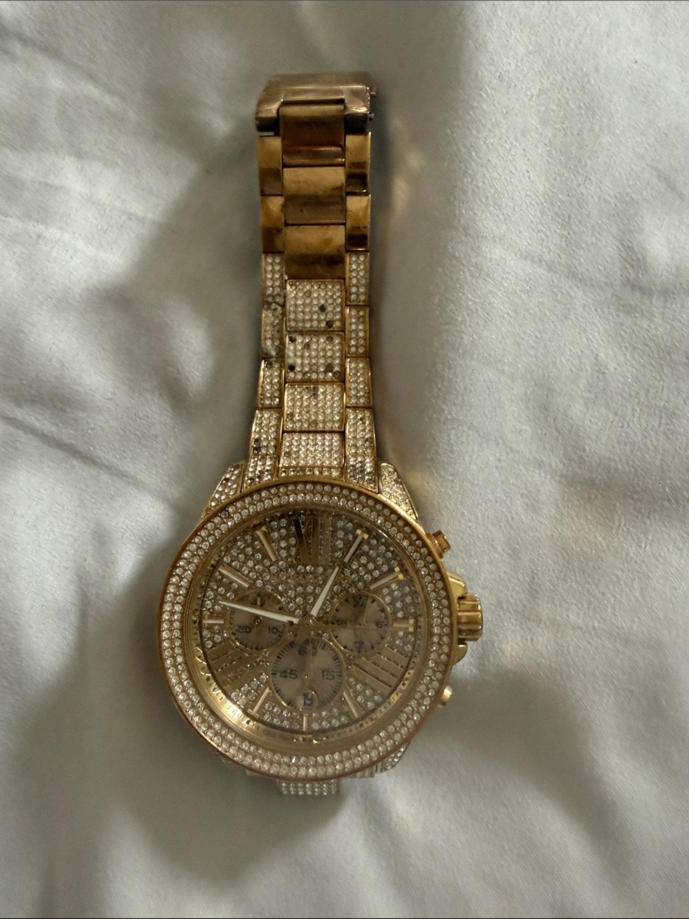 Michael Kors Gold-Tone Crystal Pavé Bracelet Watch